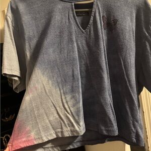 Blue and Pink Butterfly Crop Top